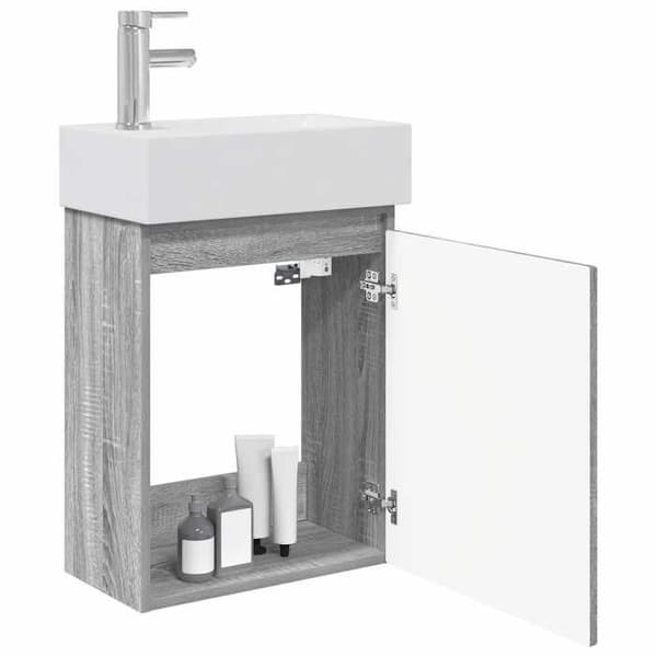 Maison Exclusive - Badrumsmöbel med kran Sonoma grå