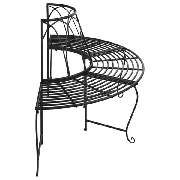 Maison Exclusive - Halvcirkelformet bænk til træ Ø159 cm Sort Stål