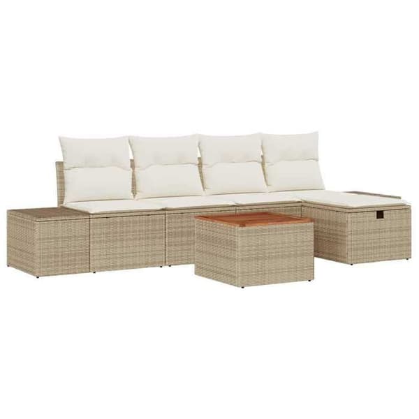 Maison Exclusive - 6-delars trädgårdsoff-set Beige Polyrotting