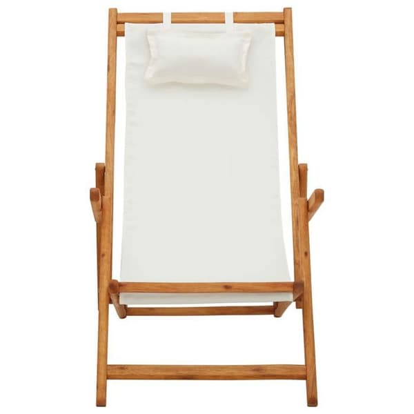 Maison Exclusive - Sammenklappelig strandstol i solid eucalyptus træ og cremefarvet stof