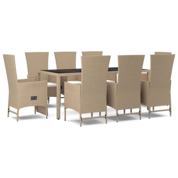 Maison Exclusive - Puutarhakalusteryhmä ja tyynyt 9 kpl beige Polyrottinki