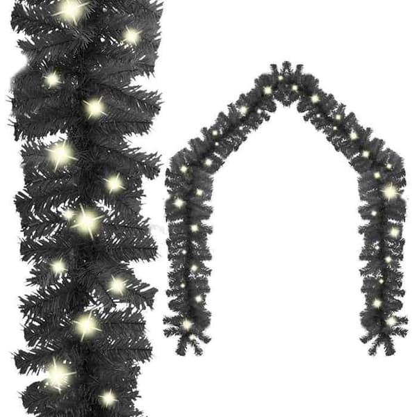 Julekrans - EKSKLUSIV HUS - 20 m - 300 LED - USB 5V Strøm - Sort Svart