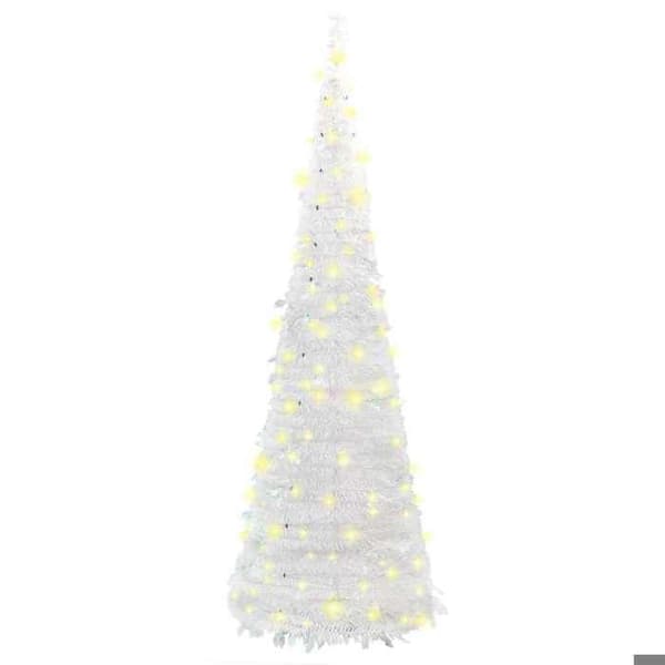 Maison Exclusive - Fällbar konstgjord julgran 100 LED vit 150 cm
