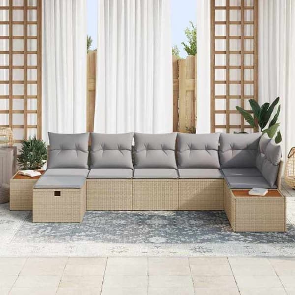 Trädgårdsmöbler - EXKLUSIVT HUS - Modulär - Beige - 7 delar - Pulverlackerad stål beige