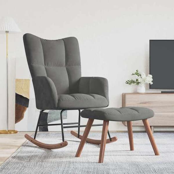 Maison Exclusive - Sittfåtölj med fotstöd Mörkgrå Sammet