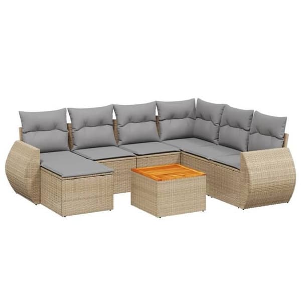 Maison Exclusive - Trädgårdsmöbler med kuddar 8 delar beige flätad resin
