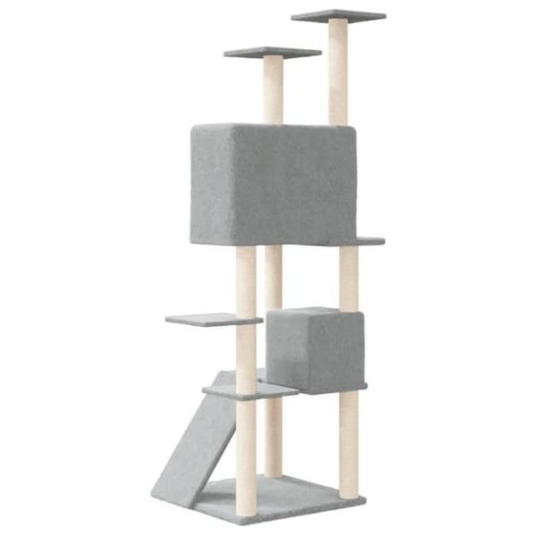 Kattetræ - Eksklusivt hus - Lys grå - 153 cm - Sisalstolper ljusgrått
