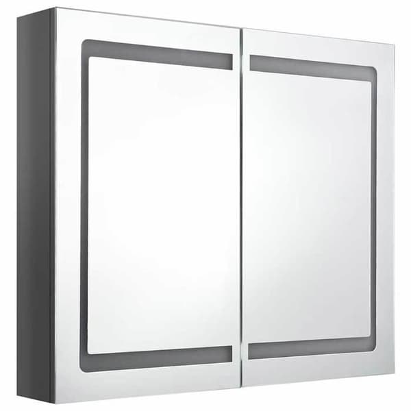 Maison Exclusive - Badeværelsesskab med LED-spejl Grå blank 80x12x68 cm Glänsande grå