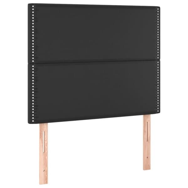 Maison Exclusive - Sengebund med lameller og madras Sort 90x200 cm Simililæder