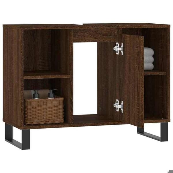 Maison Exclusive - Badeværelsesskab i brunt egetræ 80x33x60cm ingeniørtræ Brun ek
