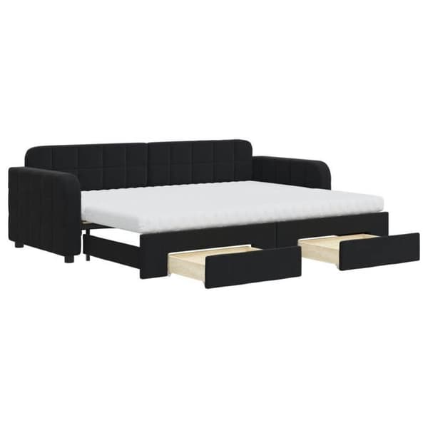 Maison Exclusive - Päivävuode, jossa on vetolaatikot ja alavuode, musta 80x200 cm sametti