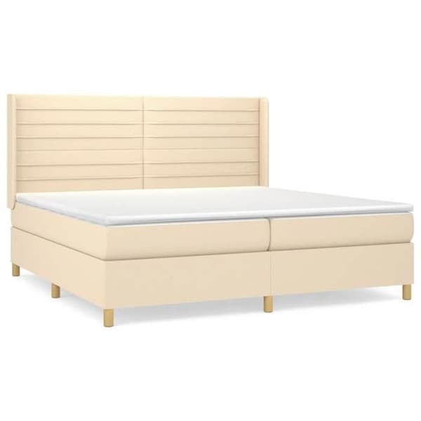 Maison Exclusive - Sängram med lameller inklusive Crème madrass 200x200 cm Tyg