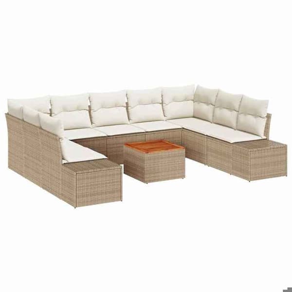 Maison Exclusive - 10 osan beige ja valkoinen puutarhakalustesarja Beige och vit