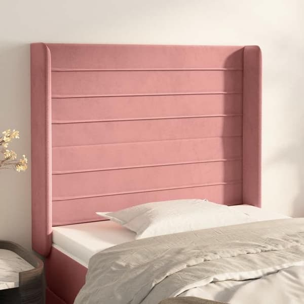 Maison Exclusive - Päätylevy korvilla Vaaleanpunainen 93x16x118/128 cm Sametti rosa