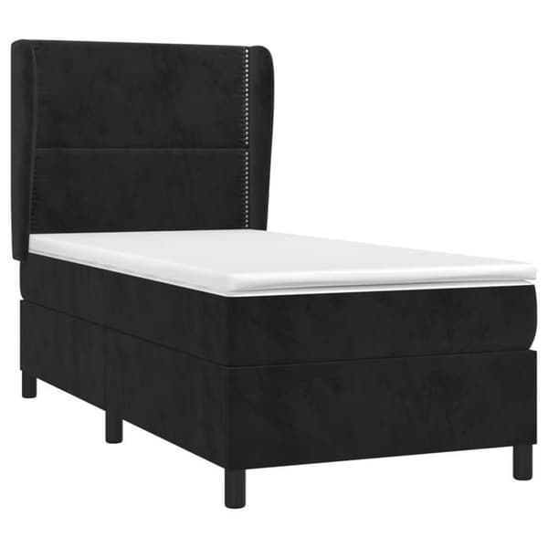 Maison Exclusive - Sengebund med lameller og madras Sort 100x200 cm Velour