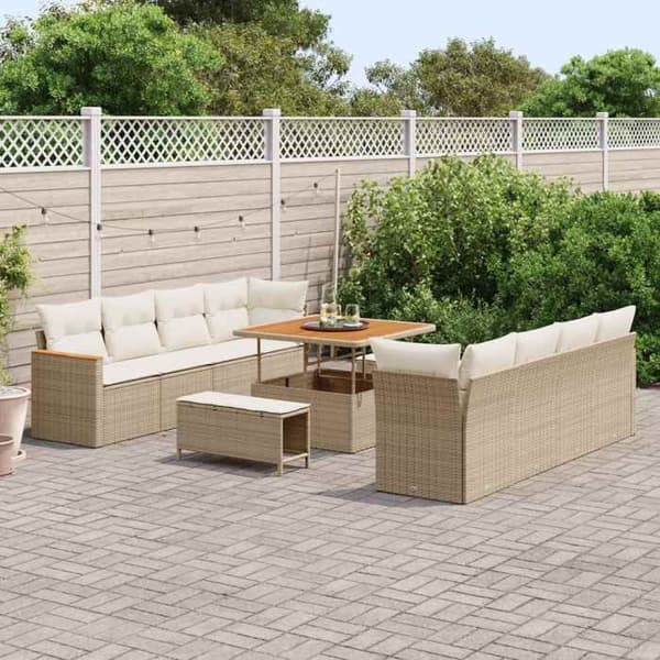 Trädgårdsoffmöbelset - EXKLUSIV HEM - Modulär - Beige - Polyrotting & stål - 11 delar beige