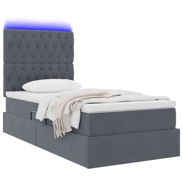Maison Exclusive - LED opbejdningsseng med madras Mørkegrå 90 x 190 cm Mörkgrå