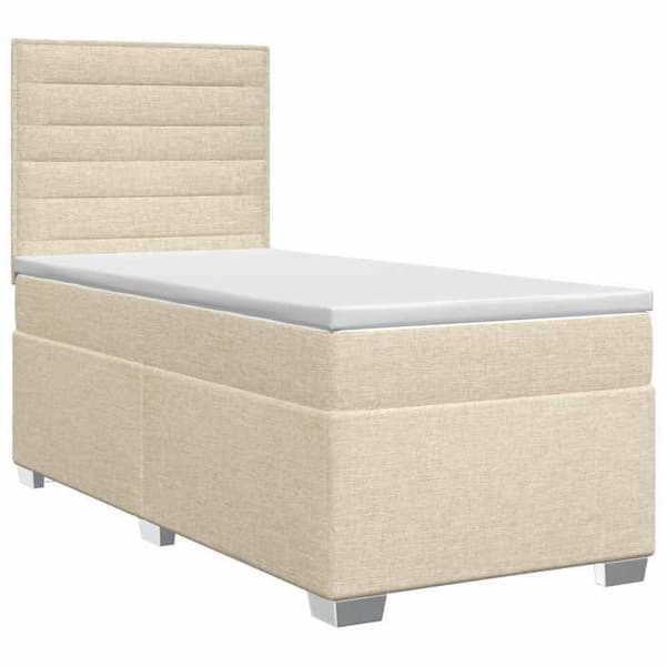 Maison Exclusive - Boxspring säng med madrass Crème 90 x 190 cm Tyg