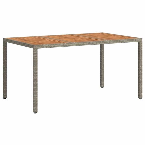 Trädgårdsbord - EXKLUSIV HEM - 150x90x75 cm - UV-beständig poly rattan - Pulverlackerad stålram - Rektangulär grå Grå