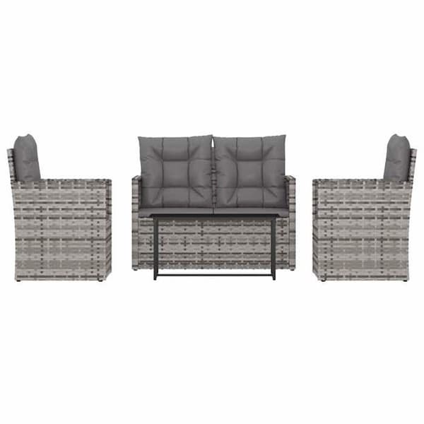 Maison Exclusive - Utomhusmöbler 4 delar med kuddar Flätad resin Grå