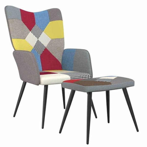 Fåtöljer & Relaxfåtöljer - MAISON EXCLUSIVE - Patchwork - Flerfärgad patchwork - 100% polyester tyg - Med fotstöd Färgglad lapptäckestextil