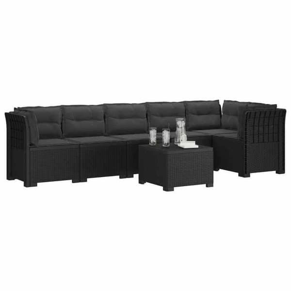Havemøbel - EKSKLUSIVT HUS - 6 pladser - Polypropylen rattan look - UV-resistent - Grå puder