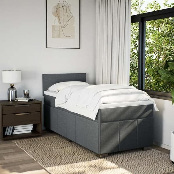 Maison Exclusive - Sänkyperä ja tummanharmaa patja 90x190 cm Kangas