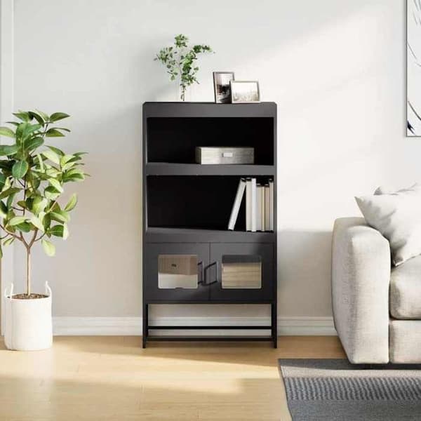 Maison Exclusive - Musta buffet 68x39x123 cm teräksestä