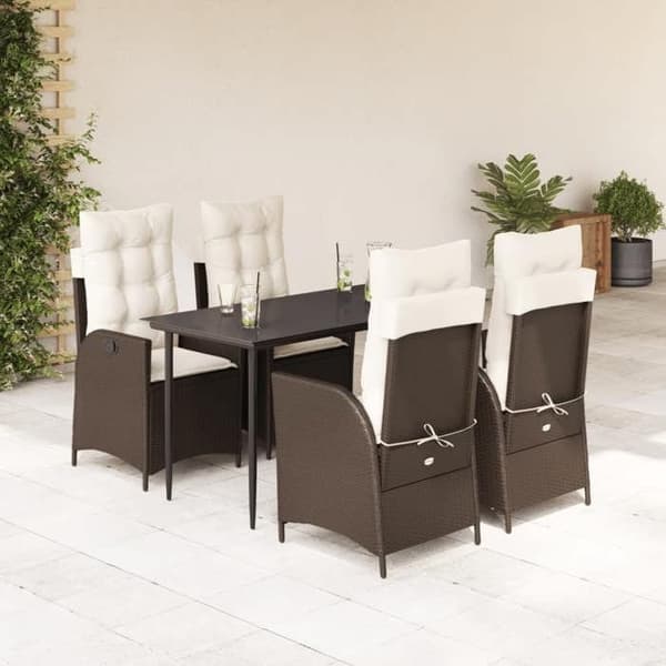 Maison Exclusive - 5-delt havemøbel sæt med brune poly rattan puder