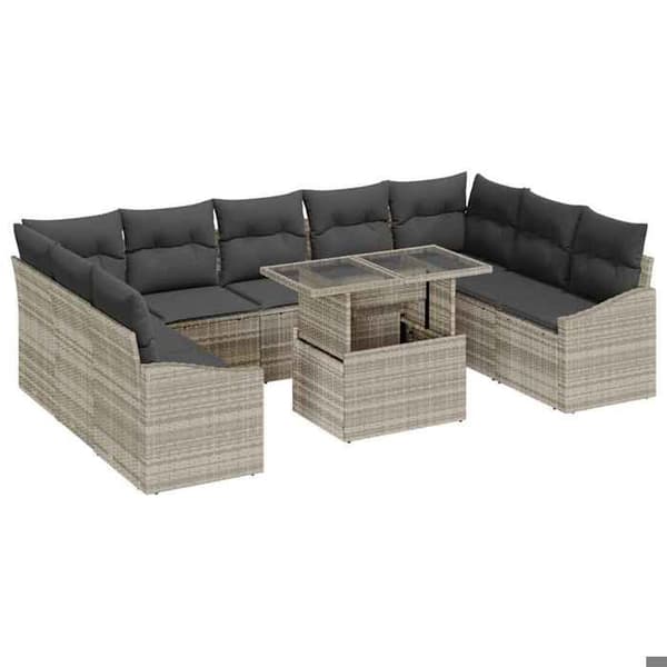 Lounge-soffor - MAISON EXCLUSIVE - 10-delars set - Ljusgrå - Polyrotting & stål - UV-beständig modulär Ljusgrått