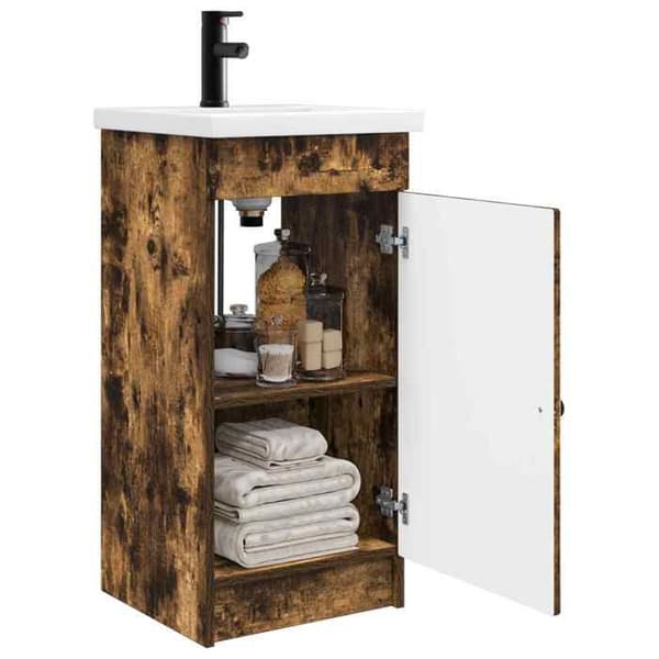 Maison Exclusive - Badeværelsesmøbel med vask Røget eg 42 x 40 x 84,5 cm