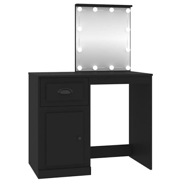 Toiletbord med LED sort 90x50x132,5 cm konstrueret træ133 [cm]