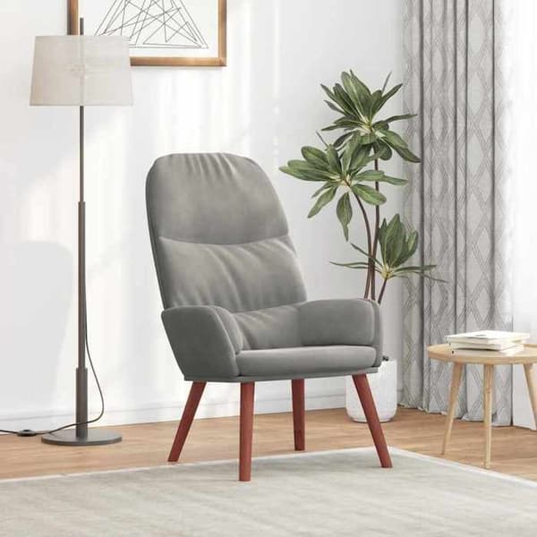 Maison Exclusive - Vaaleanharmaa samettinen nojatuoli