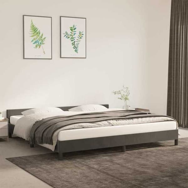 Maison Exclusive - Sängram utan madrass mörkgrå 200x200 cm sammet