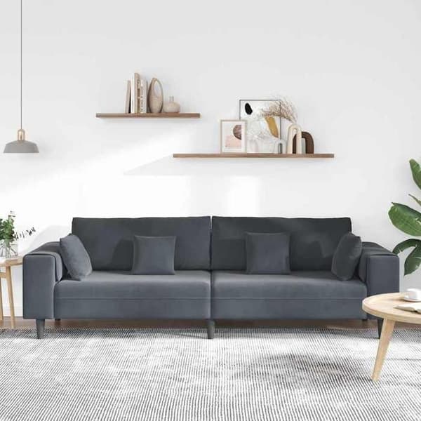 Divaani - MAISON EXCLUSIVE - 250 x 77 x 76 cm - Tummanharmaa sametti - Jousityyny - Vanerikehys Mörkgrå