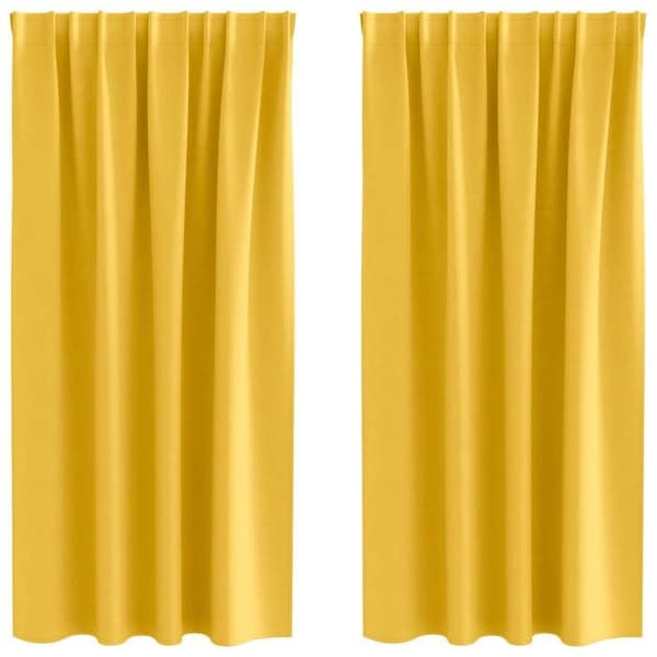 Maison Exclusive - Mörkläggande gardiner med ringar 2 st Senapsgul Polyester
