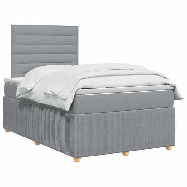 Maison Exclusive - Boxspring säng med madrass Ljusgrå 120 x 200 cm Tyg