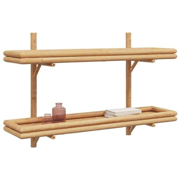 Vägghylla - EXKLUSIV HEM - Väggmontering - Bambu - 100 x 26 x 60 cm - Brun brun
