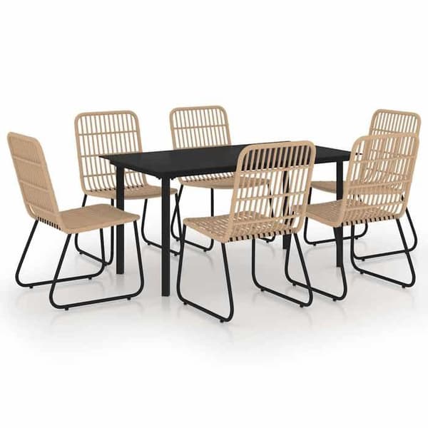 Utemöbelset - EXKLUSIV HEM - 7 delar - Flätad resin - Glas - Stålram