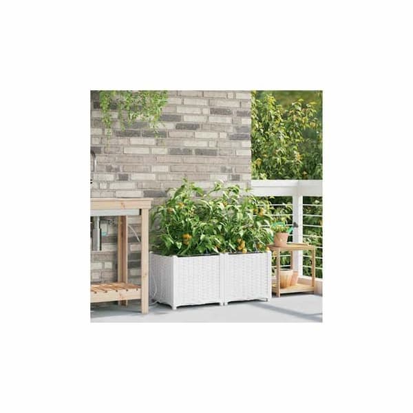 Jardinière - EXKLUSIV HEM - 80 x 40 x 37,5 cm - Vit - PP - Förpackning med 2 stycken Vit