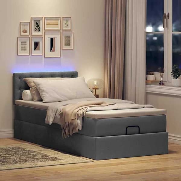 Bäddsoffa - Maison Exclusive - 90x200 cm - Mörkgrått tyg - Anpassningsbara LED mörkgrå, vit