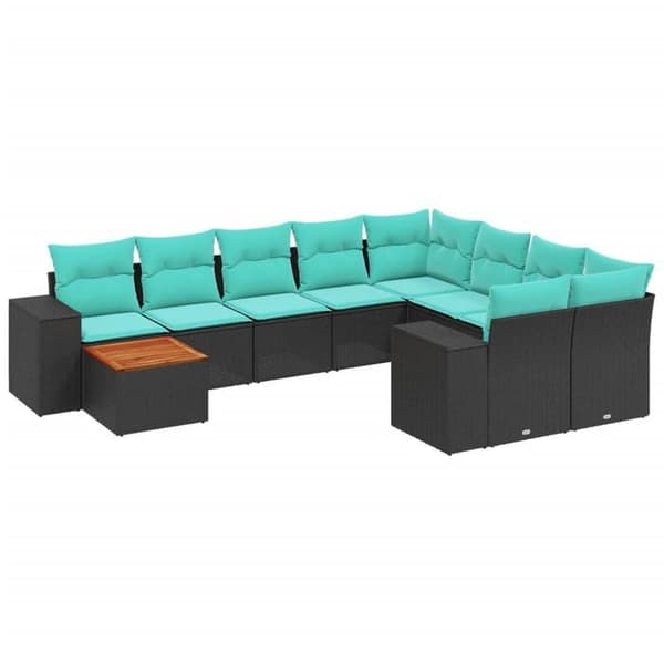 Maison Exclusive - 10 stk. have-sofa sæt med sorte puder i flettet harpik