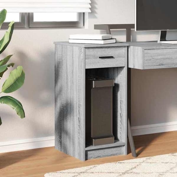 Computer tårnstøtte - EKSKLUSIV HUS - sonoma grå - 35x45x77 cm - 1 skuffe - Ingeniørtræ