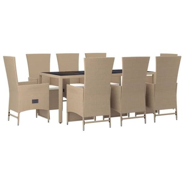 Maison Exclusive - Puutarhakalusteryhmä ja tyynyt 9 kpl beige Polyrottinki beige
