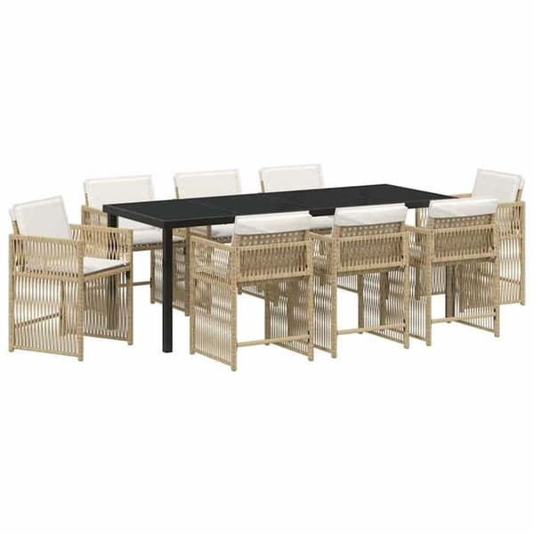 Maison Exclusive - 9 pc spisestue sæt til haven i beige polyrotin beige