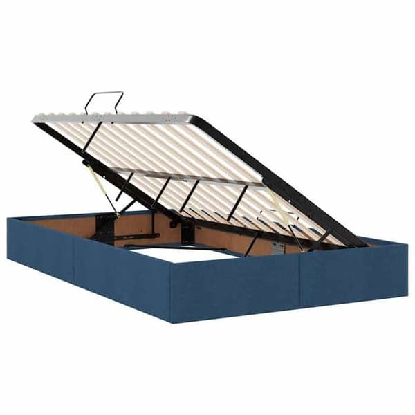 Sängram med madrass - EXKLUSIV HEM - 120 x 200 cm - Hydraulisk förvaring - Blå - Polyester Blå