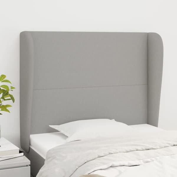 Maison Exclusive - Päätylevy korvilla Vaaleanharmaa 93x23x118/128 cm Kangas Ljusgrått