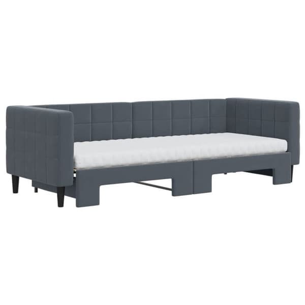 Maison Exclusive - Dagbädd med utdragssäng och mörkgrå madrass 80x200cm sammet mörkgrå