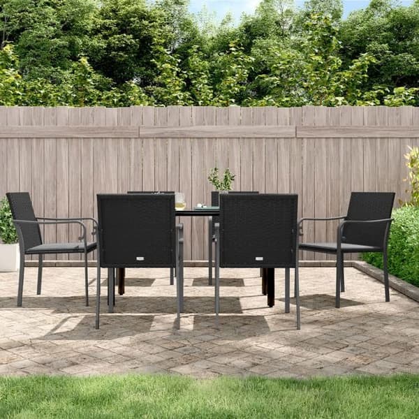 Maison Exclusive - Trädgårdsset 7 delar med kuddar i flätad resin och stål
