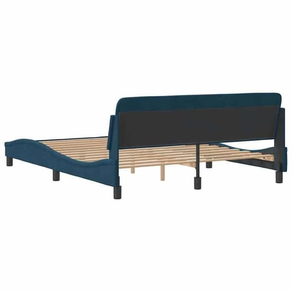 Sengestel - EKSKLUSIV HUS - Dover - Blå velour - 160x200 cm - Hovedgærde inkluderet Blå